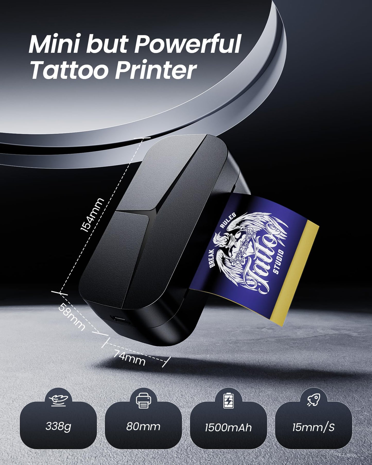 TATTMUSE Tattoo Stencil Printer for Beginners, Mini Tattoo Printer with 30 Pcs Transfer Paper, Bluetooth Stencil Printer Compatible with Phone & Tablet, Tattoo Machine Kit for Professional