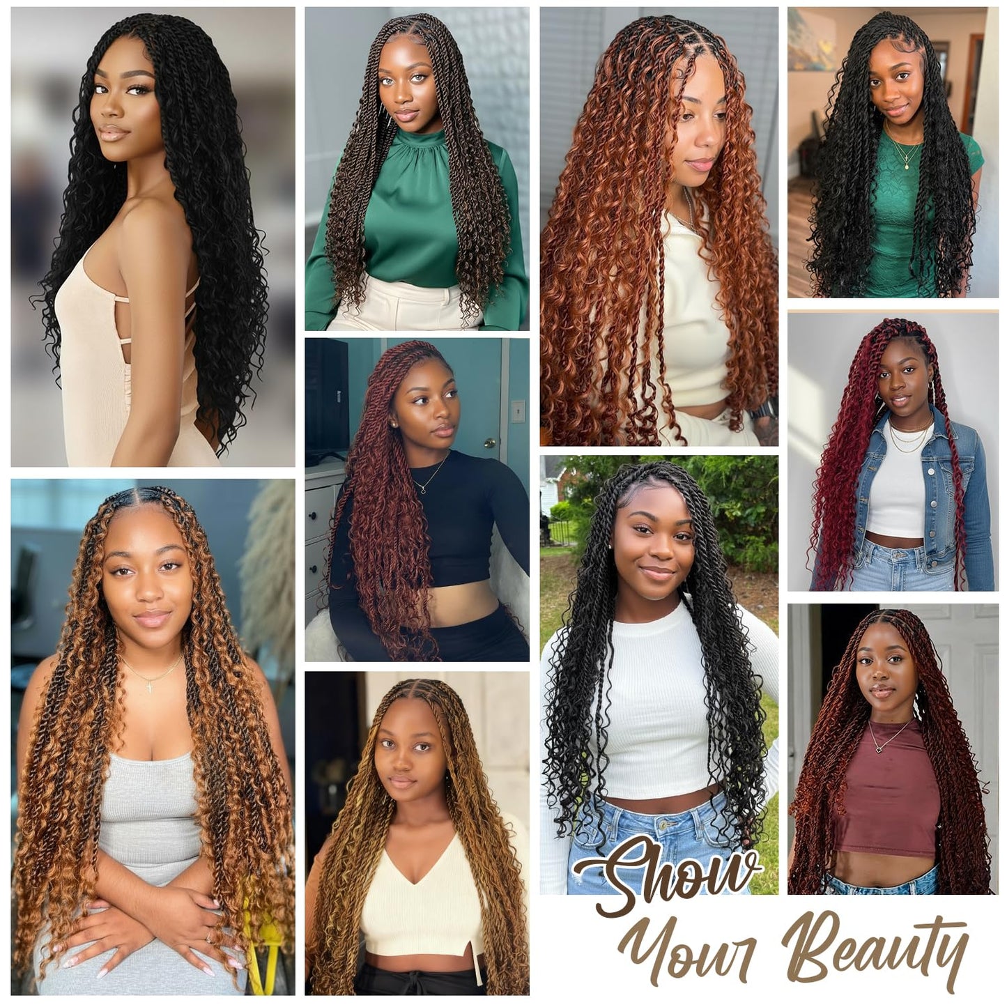 Boho lsland Twist Crochet Hair 24 Inch 8 Packs Natural Black Pre-Looped Senegalese Twist Crochet Braids with Curly Ends Synthetic Goddess Twist Crochet Hair for Black Women（1B 24 INCH）