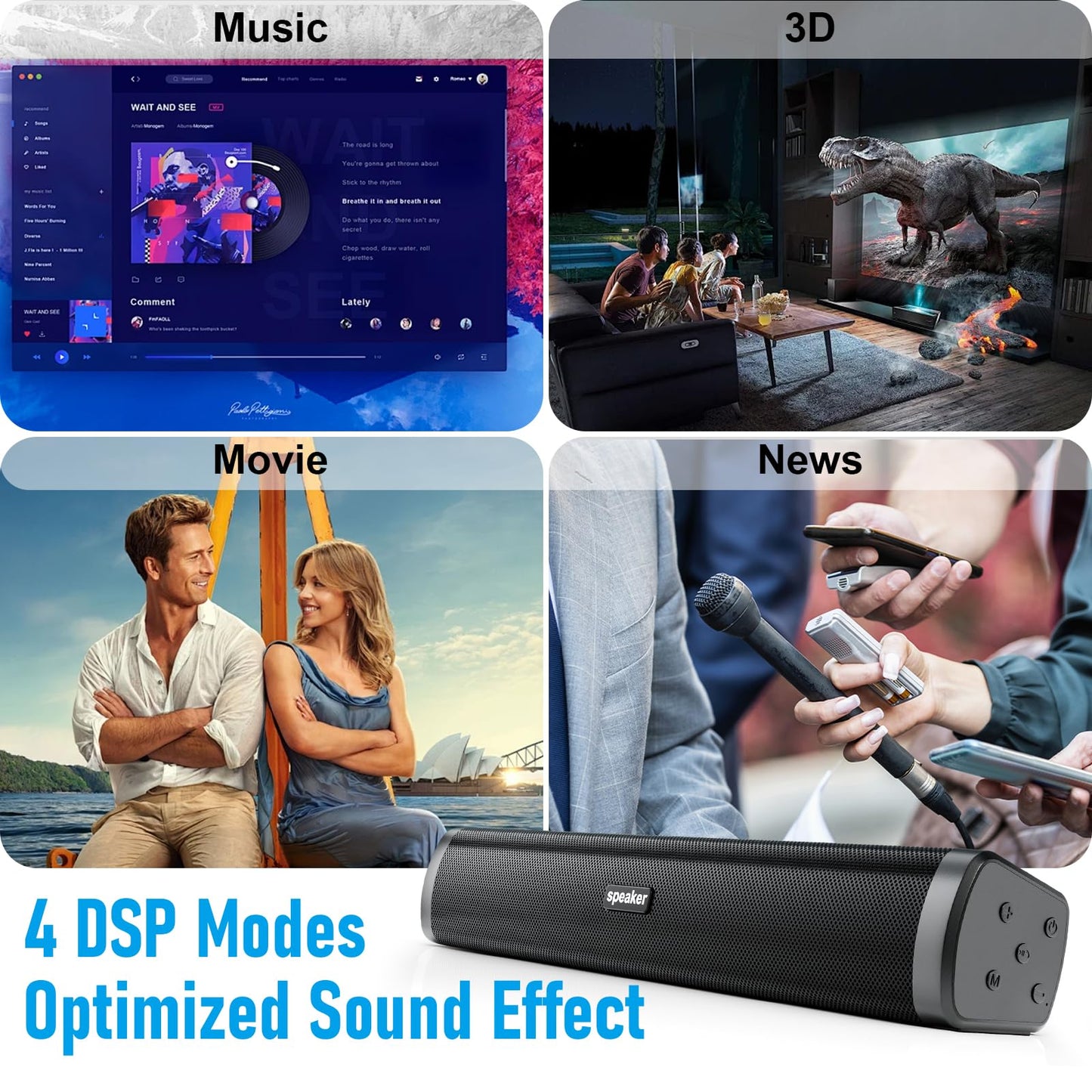 Dnil Portable Long bar Speaker, Bluetooth Wireless Speaker, a Wireless Bluetooth Speaker Suitable for Indoor and Outdoor use, Ideal for TV, Parties, the Beach, and Vacations.
