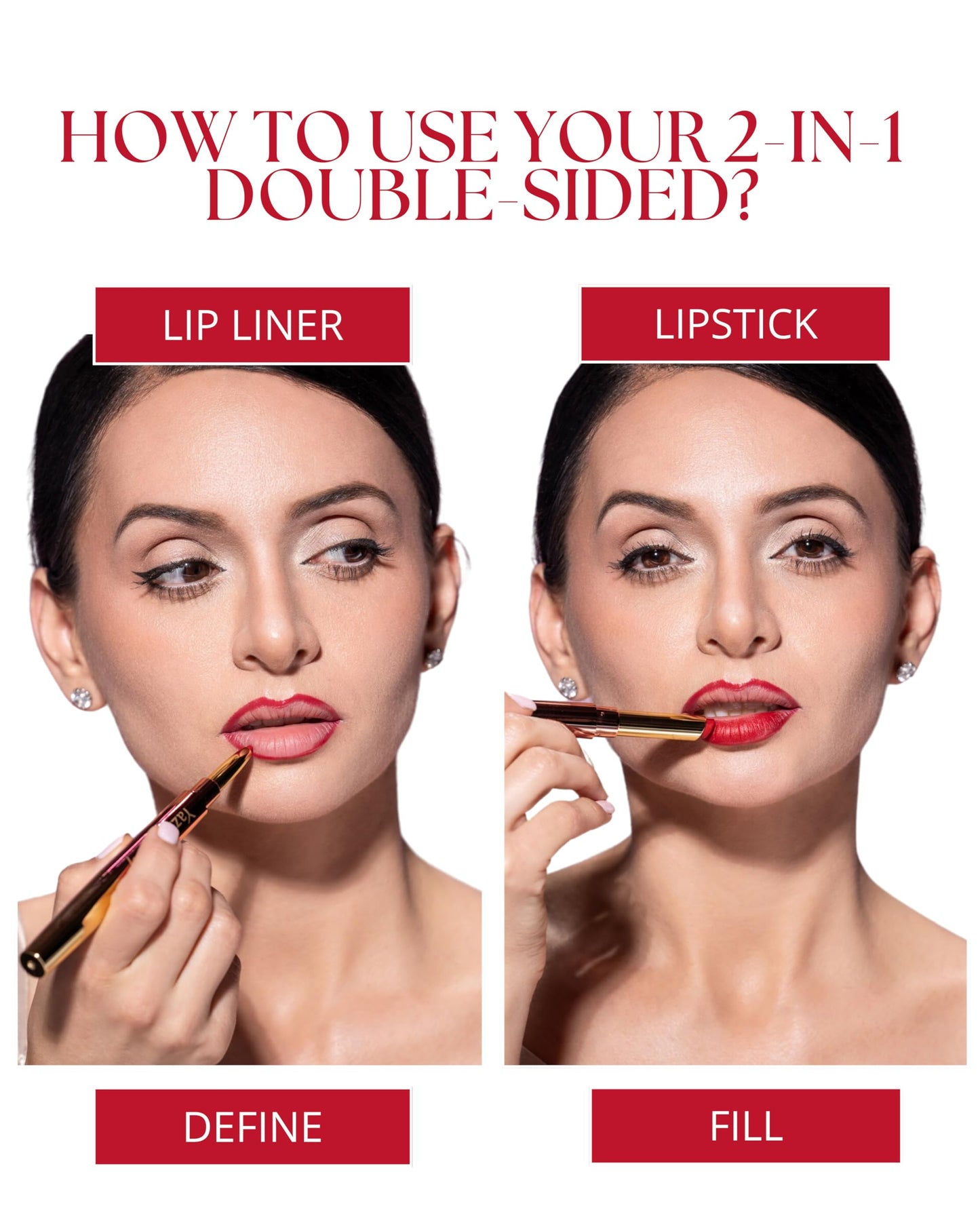 YazzBeauty 3-in-1 Lip Plumper Kit – Long-Lasting Passion Red Lip Liner and Lipstick Combo and Hydrating, Volumizing Lip Plumper Gloss - Complete Lip Makeover to Start Your Day