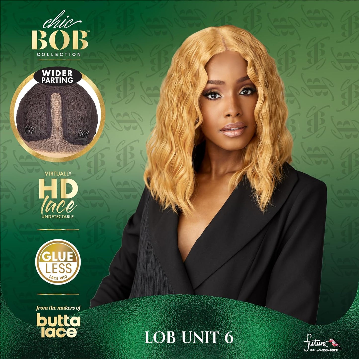 Chicbob Lace Front Wig - 6-Inch Deep Part Synthetic Glueless Lob Unit | Pre-Plucked Hairline in Deep Charcoal