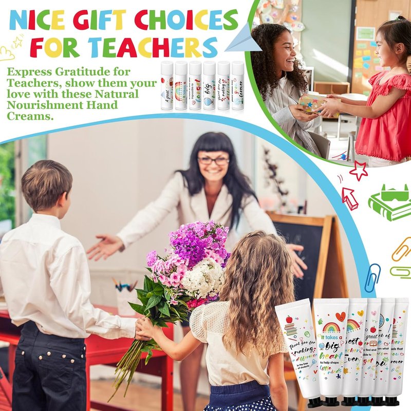 Teacher Appreciation Gifts - 48 Set Lip Balm & Hand Cream with Cards | Travel Size Moisturizing Lotion