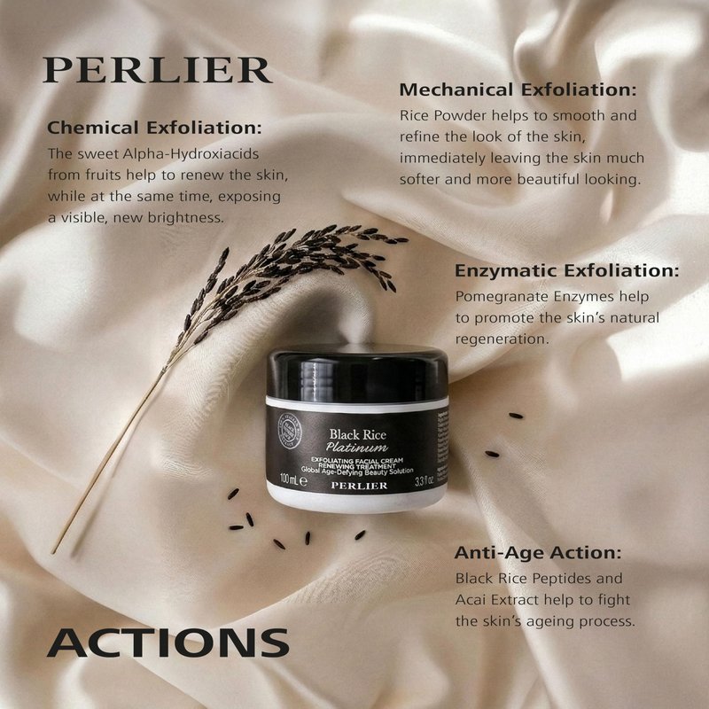 Perlier Black Rice Platinum Exfoliating Facial Cream Renewing Treatment, 3.3 fl. oz.