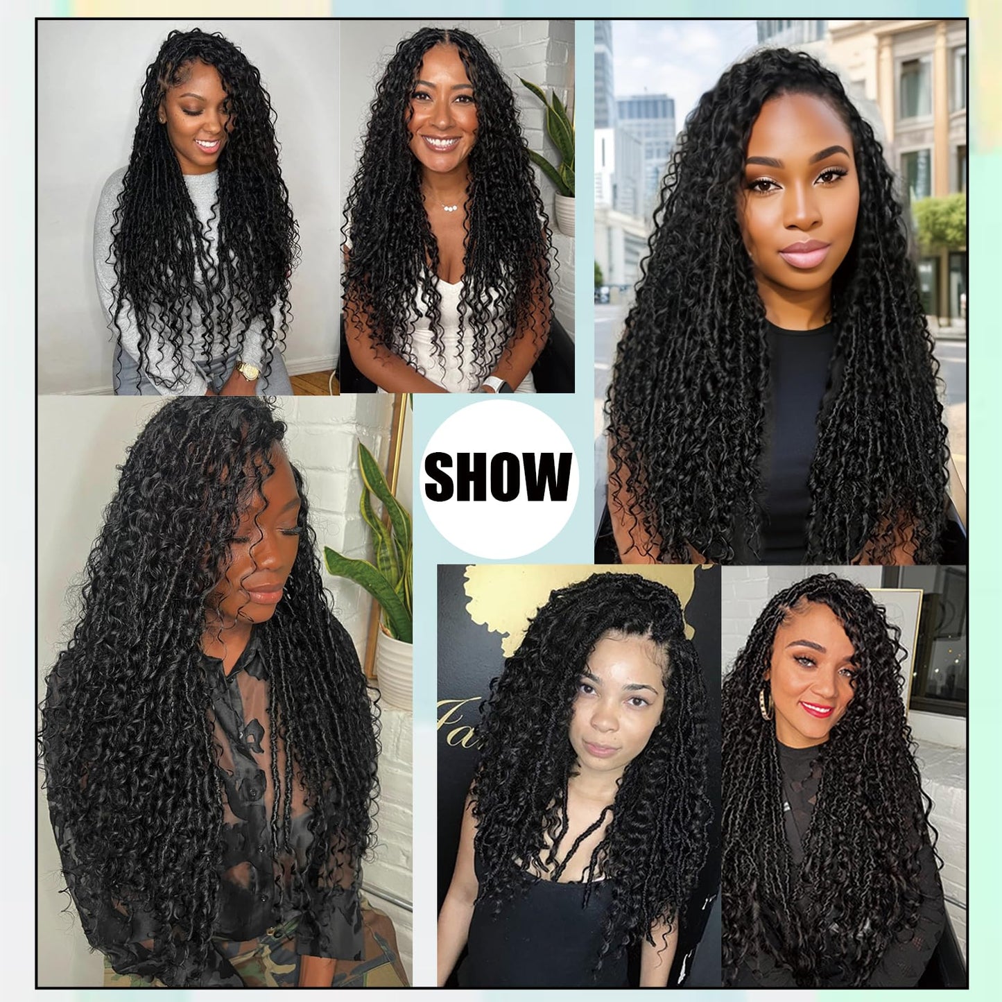 Grey Goddess Locs Crochet Hair 7-Pack Pre Looped Braiding Hair 84 Strands Bohemian Faux Loc Boho Braids River Locs Dreadlocs Hair for Black Women (grey, 24 Inch(Pack of 7))