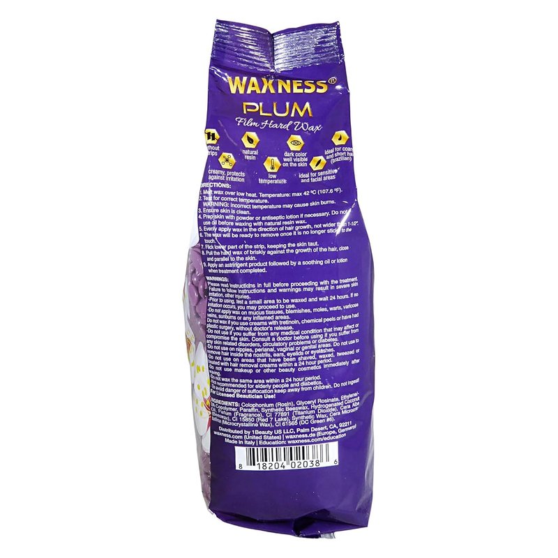 Film Hard Wax Beads - Stripless Professional Plum Scented Wax for Face & Body | 2.2 lb (1 kg) - Smooth Application, Made in Italy
