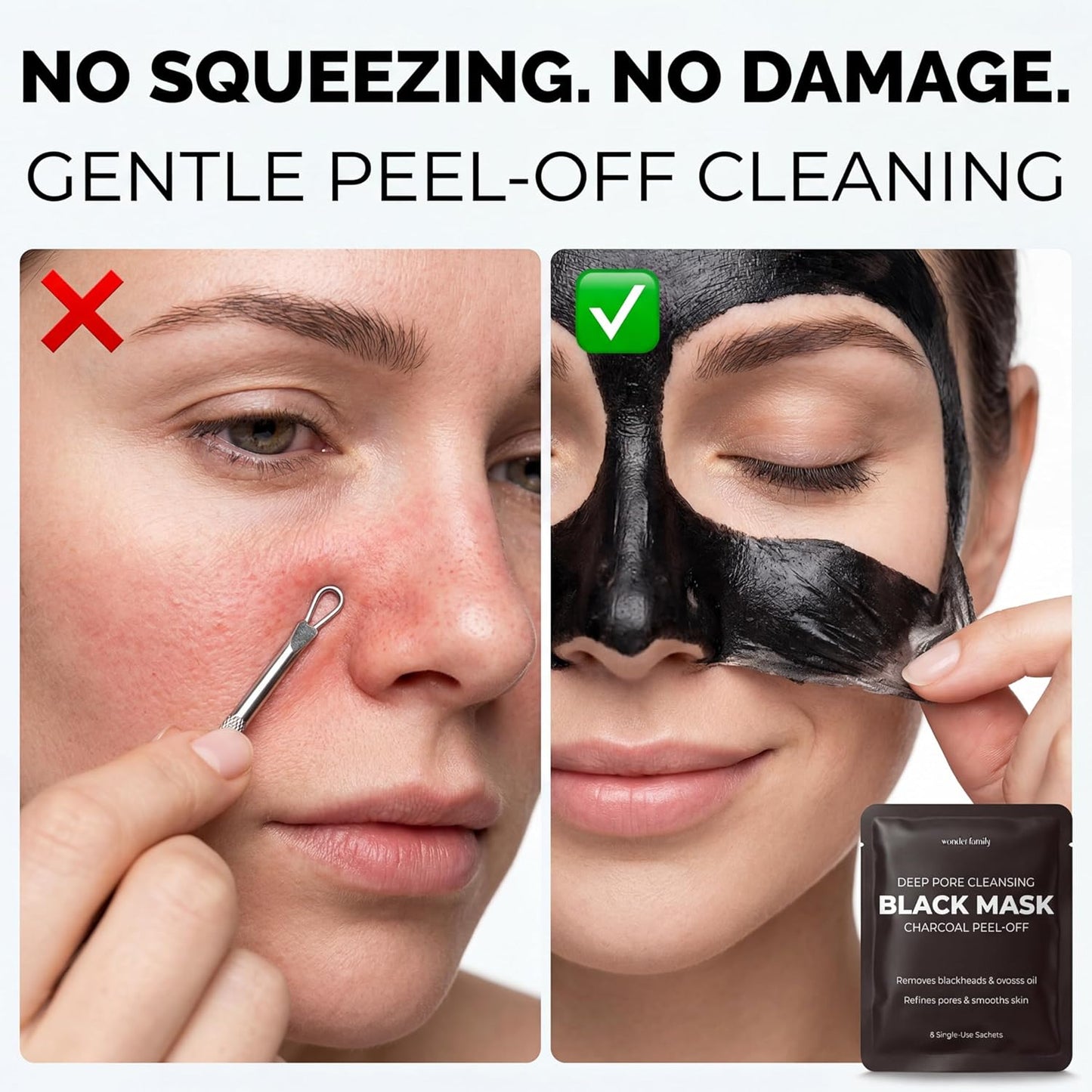 Activated Charcoal Peel Off Face Mask - Korean Blackhead Remover for Nose & Face | Pore Cleaner & Skincare Gift Set