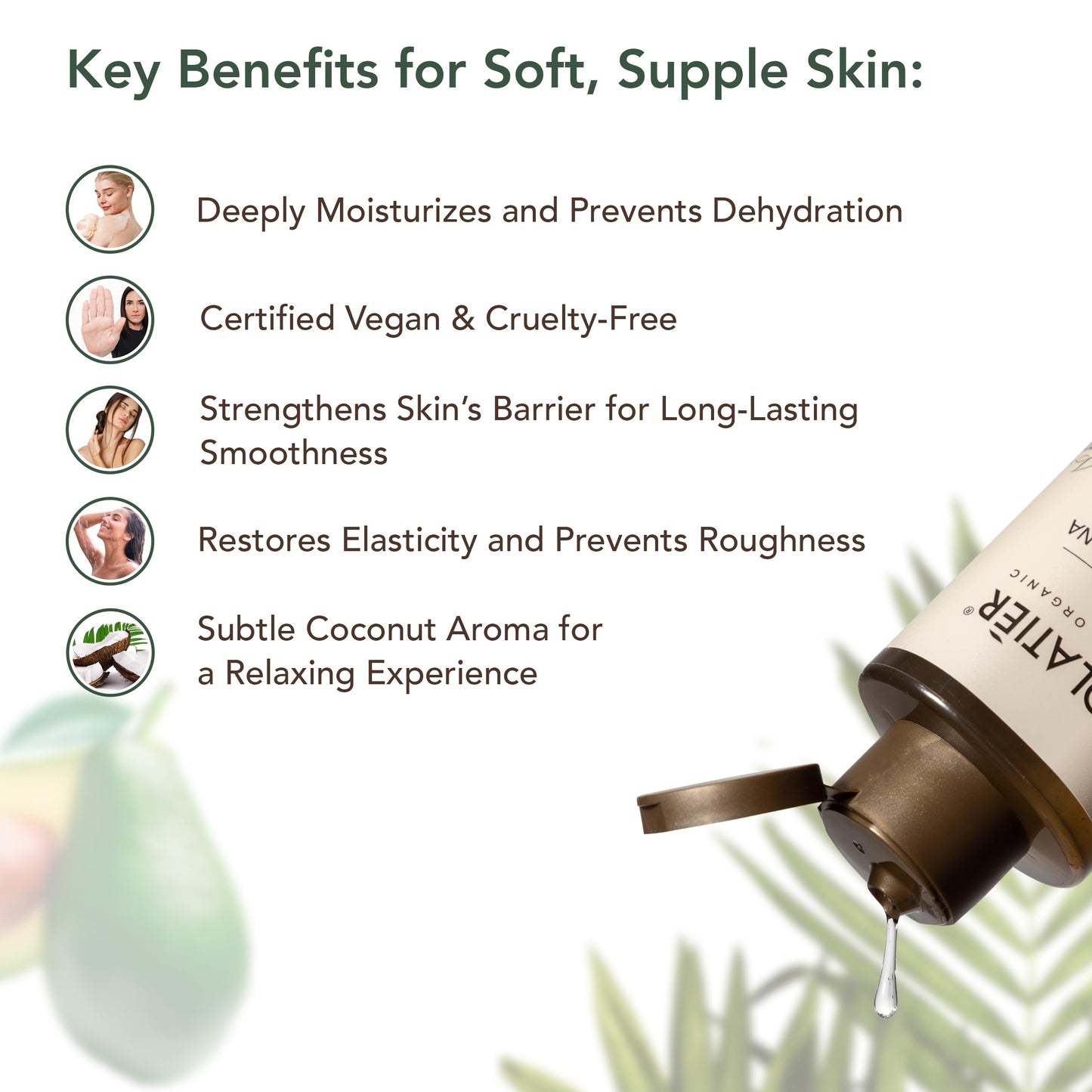 ECOLATIÈR Shower Oil – Organic Coconut Oil – Moisturizing & Nourishing Body Wash for Women, 95.5% Natural, Vegan, for Sensitive Skin - 8.5 Fl Oz (Coconut oil)