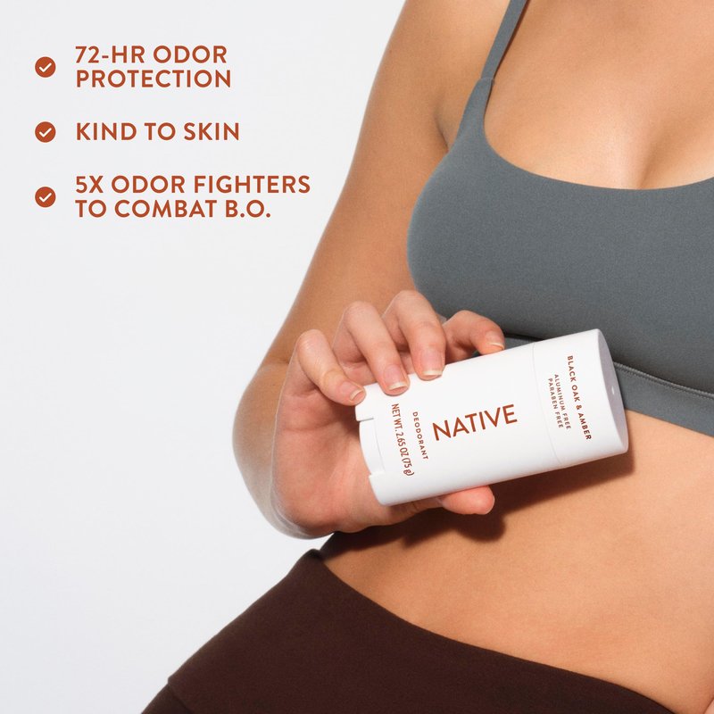Native Deodorant Contains Naturally Derived Ingredients, 72 Hour Odor Control, Deodorant for Women and Men, Aluminum Free, Black Oak & Amber 2.65oz