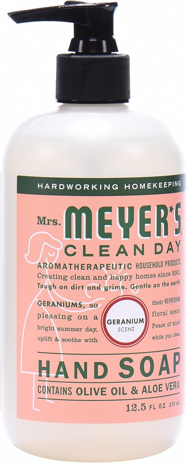 MRS. MEYER'S CLEAN DAY Hand Soap - Geranium Scent with Essential Oils | 12.5 fl. oz, Pack of 6