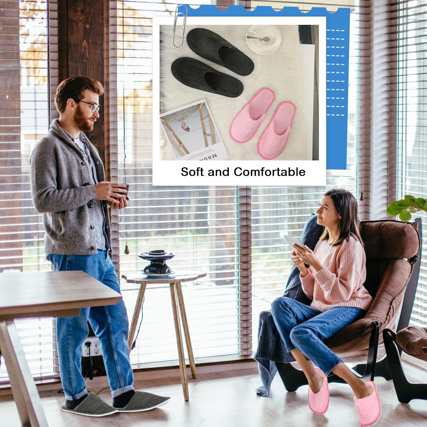 Zhehao 10 Pairs House Slipper for Guest Disposable Slippers Bulk for Travel Non Slip Washable Reusable Women Men Soft Cotton Spa Hotel House Slipper for Wedding Party Home Indoor(Pink, Gray)