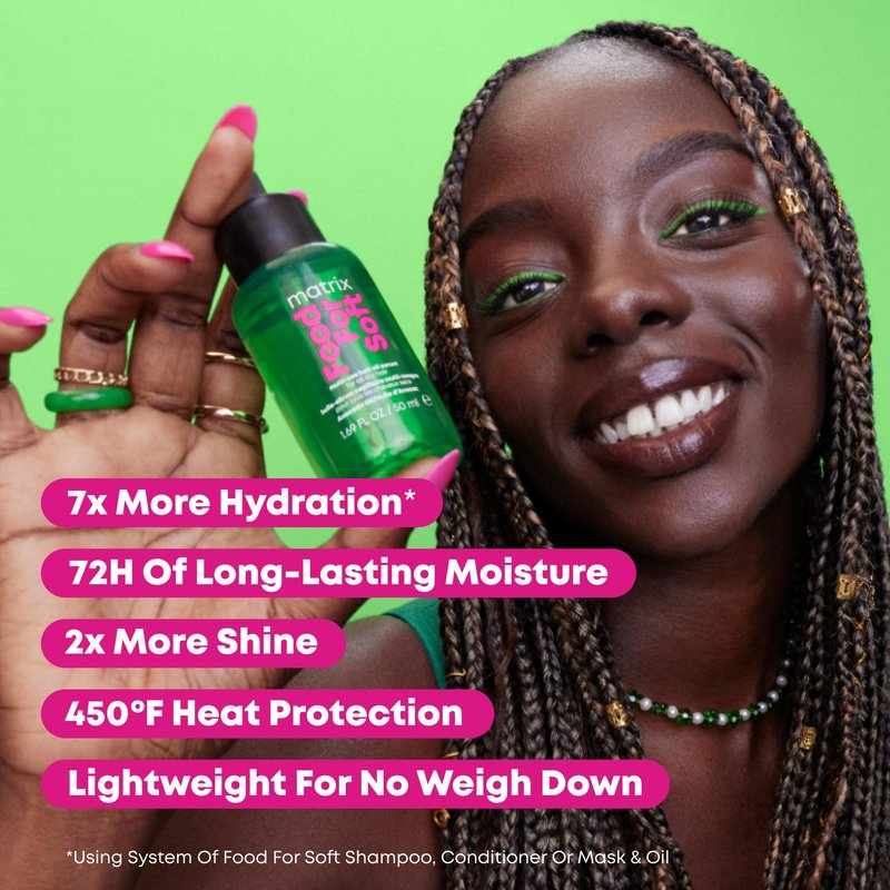 MATRIX Food For Soft Hair Serum Oil For Dry, Brittle and All Hair Types - Softens, Smooths and Adds Shine With Heat Protection, Repairing Leave In With Avocado Oil, 1 Fl Oz