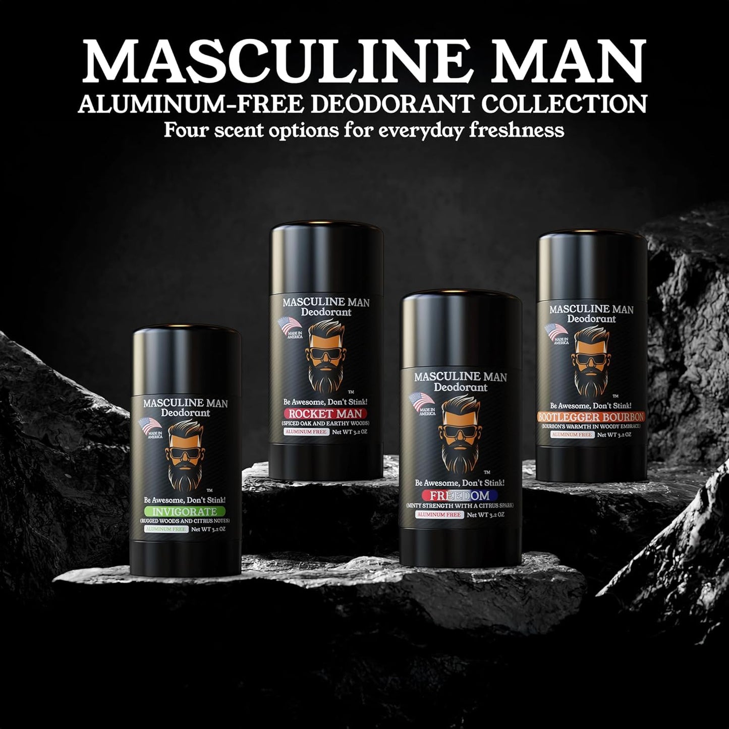 Aluminum-Free Men's Deodorant - Natural Sweat Protection | Stain-Free Stick, 3.2oz (Pack of 2)