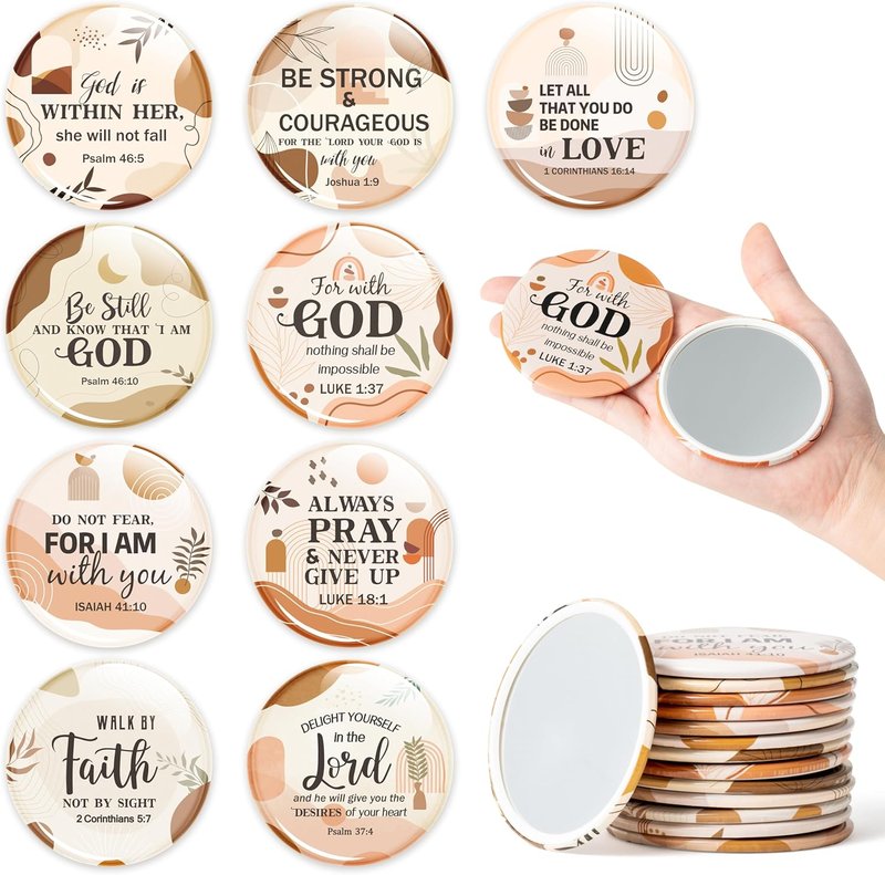 Bible Verse Compact Mirrors - 36Pcs Inspirational Round Makeup Mirrors | Boho Christian Gifts for Women