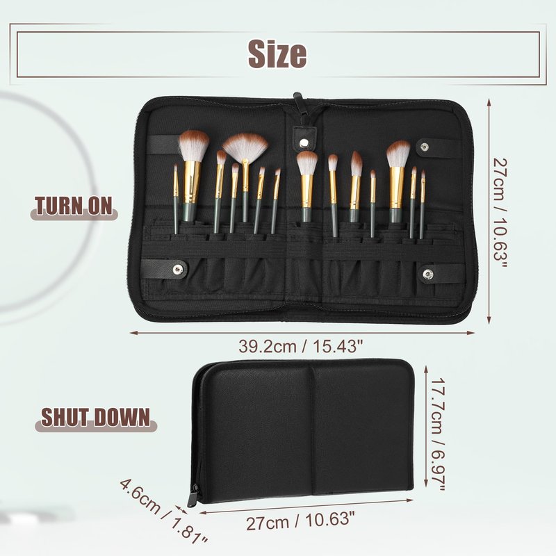 VOCOSTE Foldable Makeup Brush Holder, 29 Pockets Makeup Brush Organizer, Stand-up Makeup Brush Travel Bag Cosmetic Case, Portable Travel Makeup Brushes Case Handbag