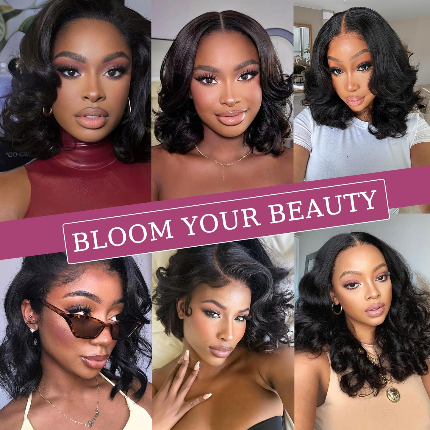 Body Wave Human Hair Bundles - 4 Bundles 10 12 Inch 12A 100% Unprocessed Brazilian Virgin Hair Weave - Natural Black Color (10/10/12/12 Inch)