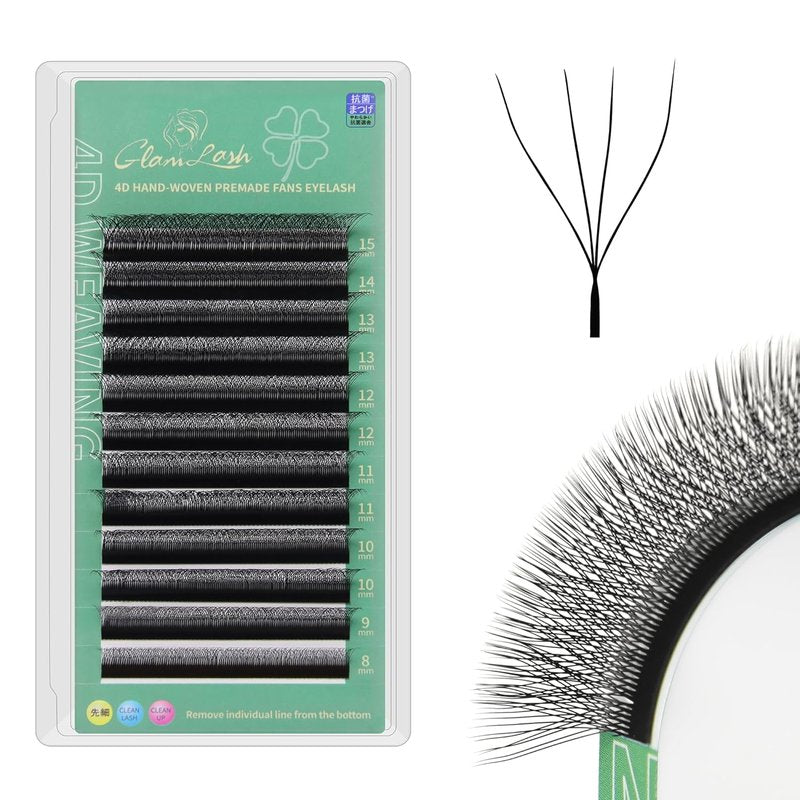 4D Eyelash Extensions - Russian Volume Premade Fans | Natural Soft Matte, 8-15mm Lengths