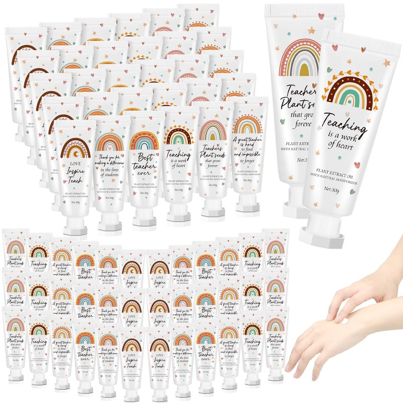Dansib 72 Pcs Teacher Appreciation Gift Bulk Hand Cream Boho Rainbow Teacher Employee Staff Appreciation Hand Lotion Team Gift Bulk Travel Size Lotion Cream Moisturizing for Women Men Coworkers