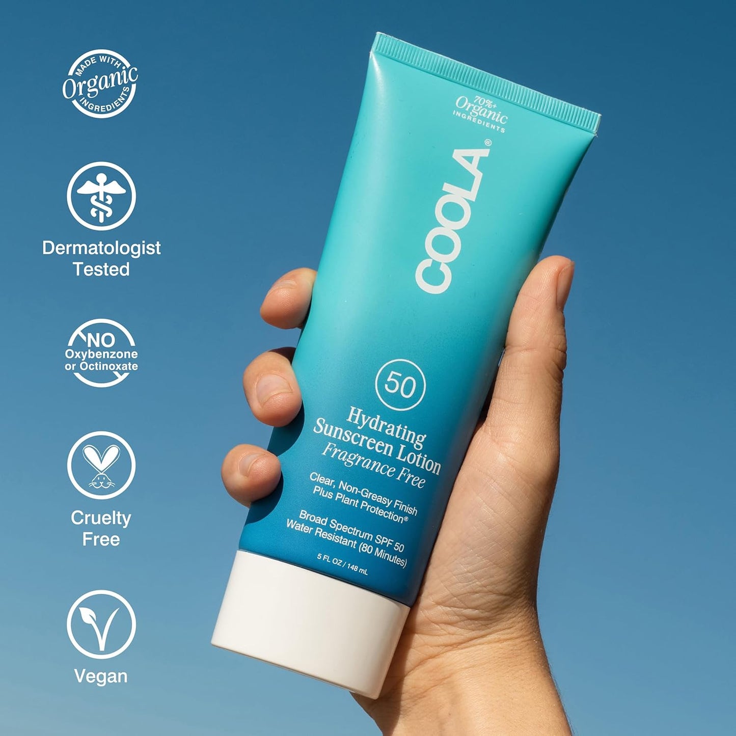 COOLA Organic Sunscreen SPF 50 - Vegan, Gluten-Free Body Lotion for Daily Skin Protection | 5 Fl Oz