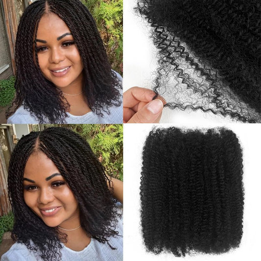 Afro Kinkys Bulk Human Hair For Braiding 10 Inch Afro Kinky-Curly Human Hair Bulk For Mini Twist Micro Locs Dreadlocks Extensions 1 Bundle (10Inchs,40g/pack)