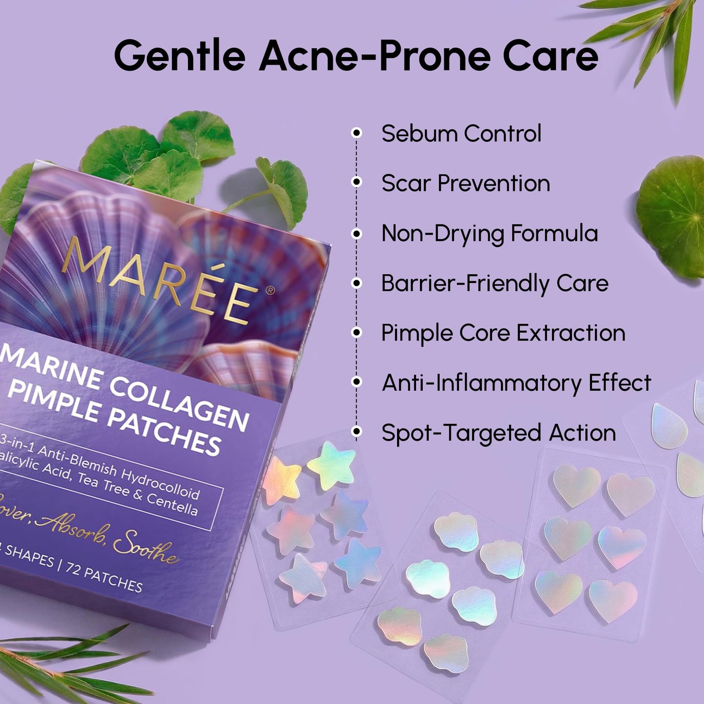 MAREE Eye Gels & Acne Сlearing Devices Bundle - Under Eye Gels for Puffy Eyes and Dark Circles, Hydrocolloid Acne Therapy Device - Marine Collagen & Hyaluronic Acid, Green Algae Extract & Tea Tree Oil