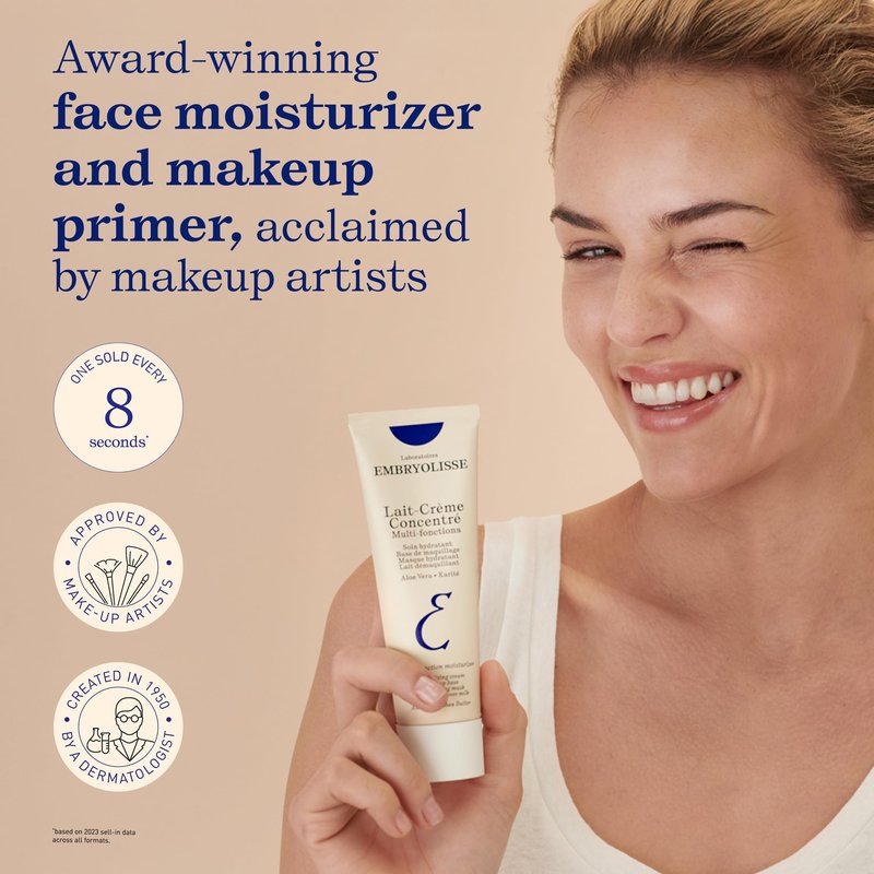 Embryolisse Lait-Crème Concentré Face Moisturizer and Makeup Primer, French Face Cream With Shea Butter & Aloe Vera, 2.54 Fl Oz