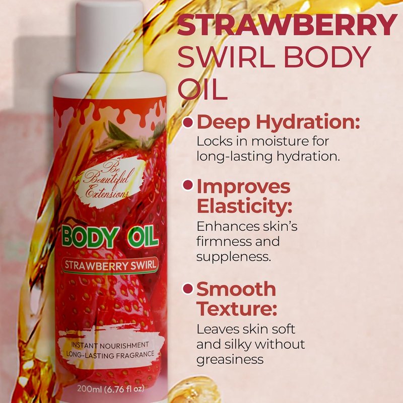 Deep Hydration Body Oil | Nourishing Jojoba Oil for Radiant Skin - 6.76 oz, Strawberry Scent