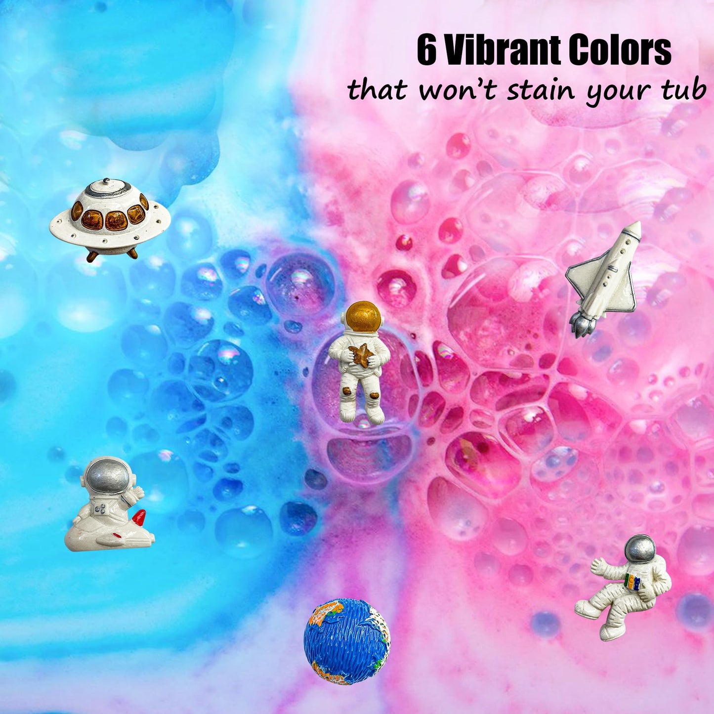 Galaxy Bath Bombs for Kids with Surprise Inside - Organic Bubble Bath Bombs with Educational Outer Space Planet Toys. Gentle, Natural & Kids Friendly - Birthday Gifts for Boys, Toddlers, Girls