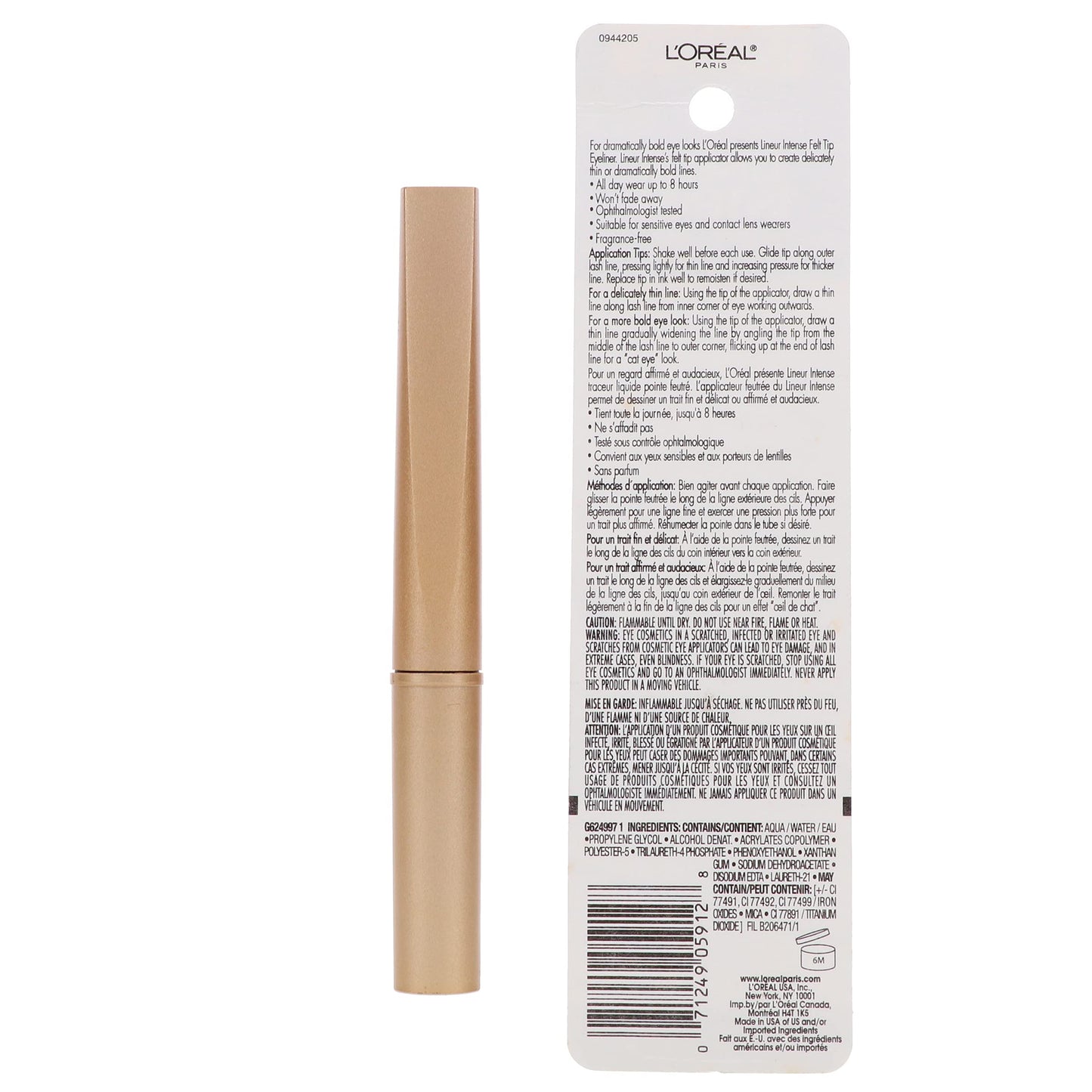 L'Oreal Paris Lineur Intense Pro Felt Tip Liquid Eyeliner, Carbon Black [690] 0.05 oz (Pack of 3)
