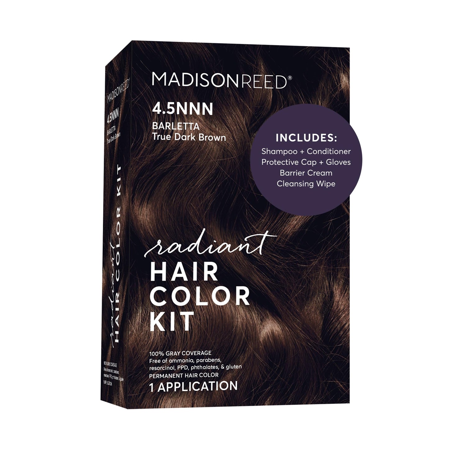 Madison Reed Radiant Hair Color Kit - 100% Gray Coverage for Resistant Grays, 4.5NNN Darkest Brown with Warm Tones (Barletta Brown) | PPD-Free & Ammonia-Free, 1 Pack
