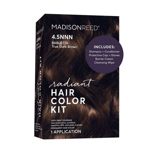 Madison Reed Radiant Hair Color Kit - 100% Gray Coverage for Resistant Grays, 4.5NNN Darkest Brown with Warm Tones (Barletta Brown) | PPD-Free & Ammonia-Free, 1 Pack