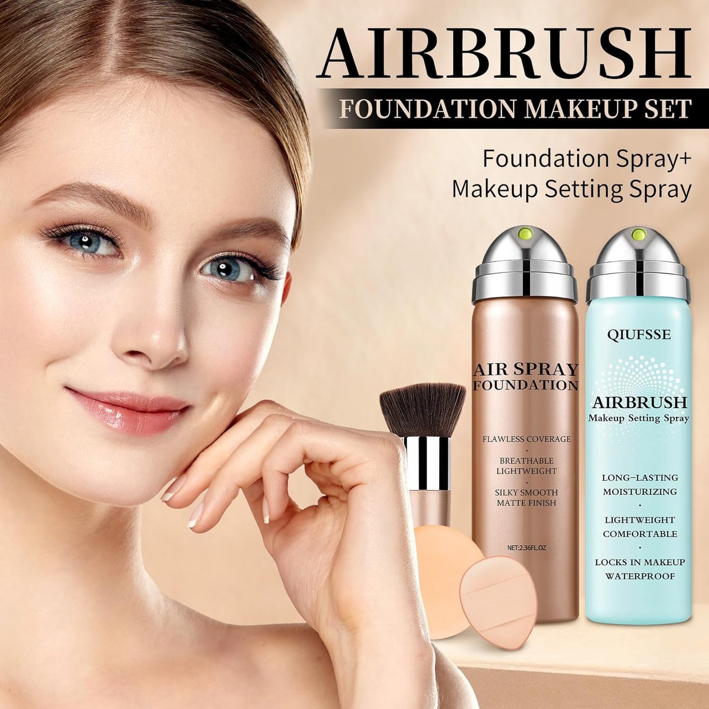 Air Brush Makeup Foundation - Hydrating Setting Spray for Oily Skin | Flawless Matte Coverage (01 Natural)