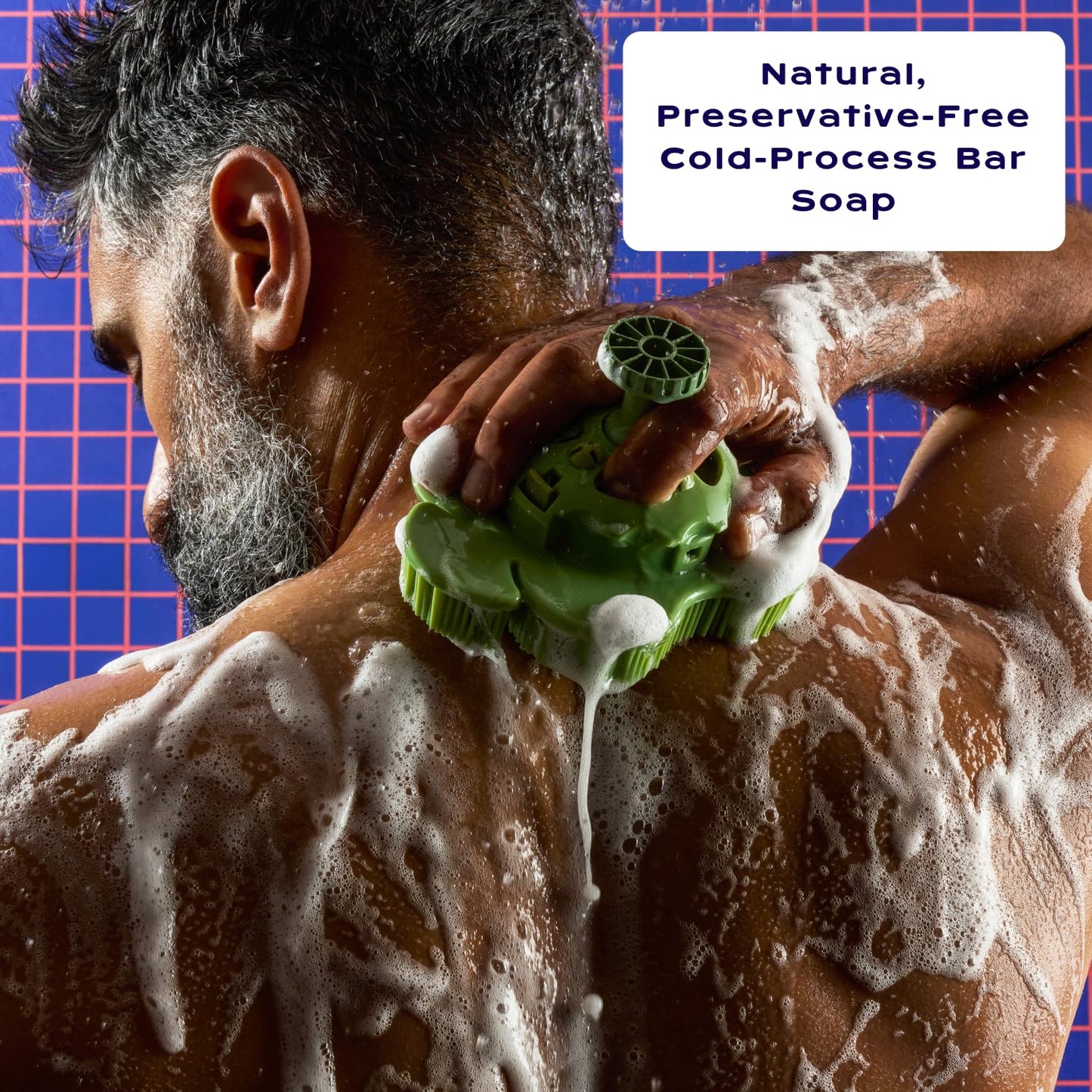 Smoosh® Body Scrubber, Black & 2-Count Bar Soap, Amber Santal - Silicone Body Scrubber with Embedded Bar Soap for Shower Exfoliation and Cleansing