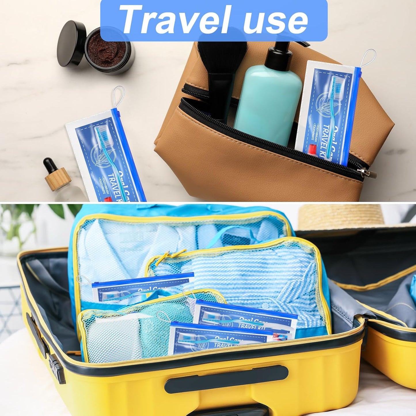 Toothbrush Travel Kit - 30 Set Soft Bristle Toothbrushes with Covers | Portable Resealable Bag for Charity & Home Use