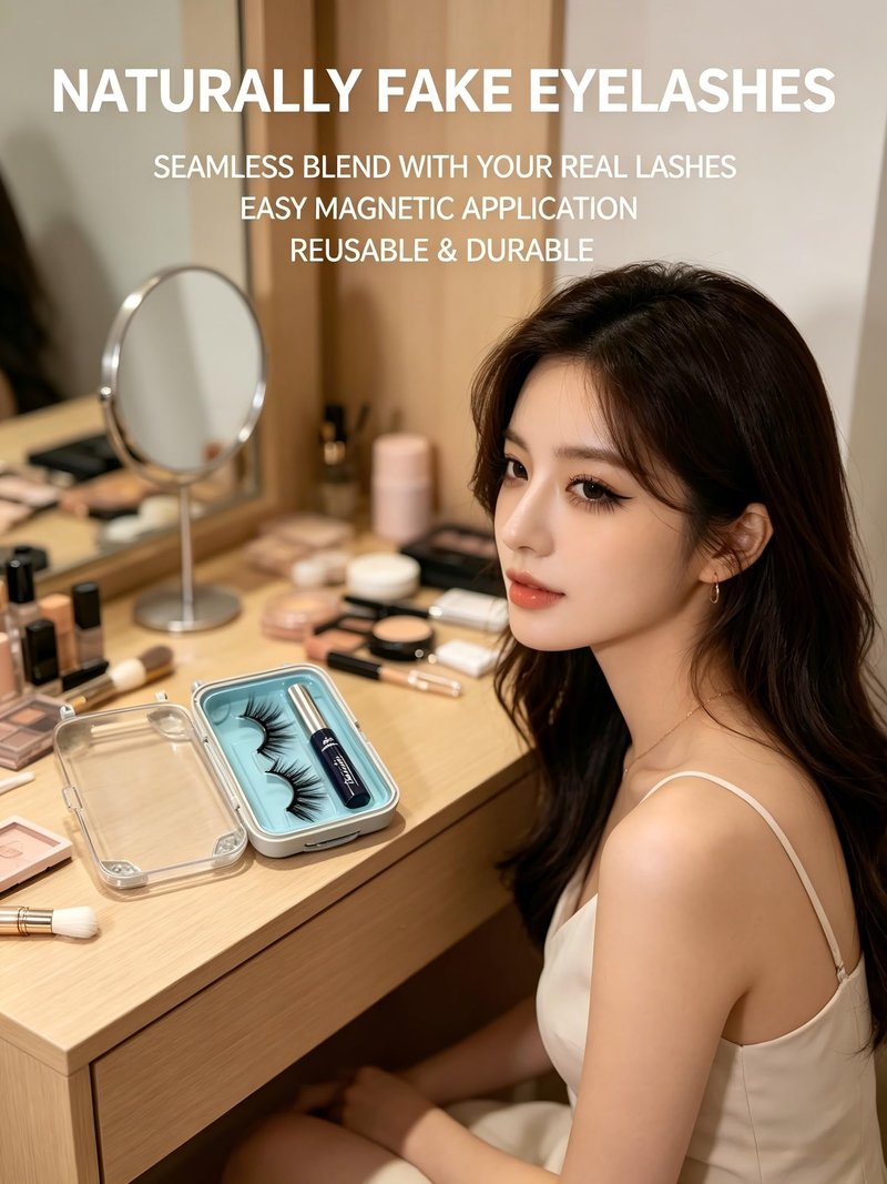 Amzmam Magnetic Eyelashes Natural Look,Magnetic Eyelashes and Eyeliner Kit,Natural Magnetic Lashes,Waterproof, Long Lasting, Easy Apply. (Black-12)