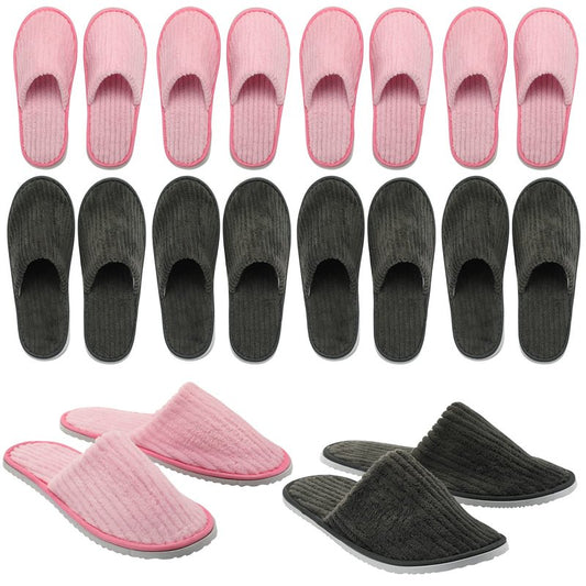 Zhehao 10 Pairs House Slipper for Guest Disposable Slippers Bulk for Travel Non Slip Washable Reusable Women Men Soft Cotton Spa Hotel House Slipper for Wedding Party Home Indoor(Pink, Gray)