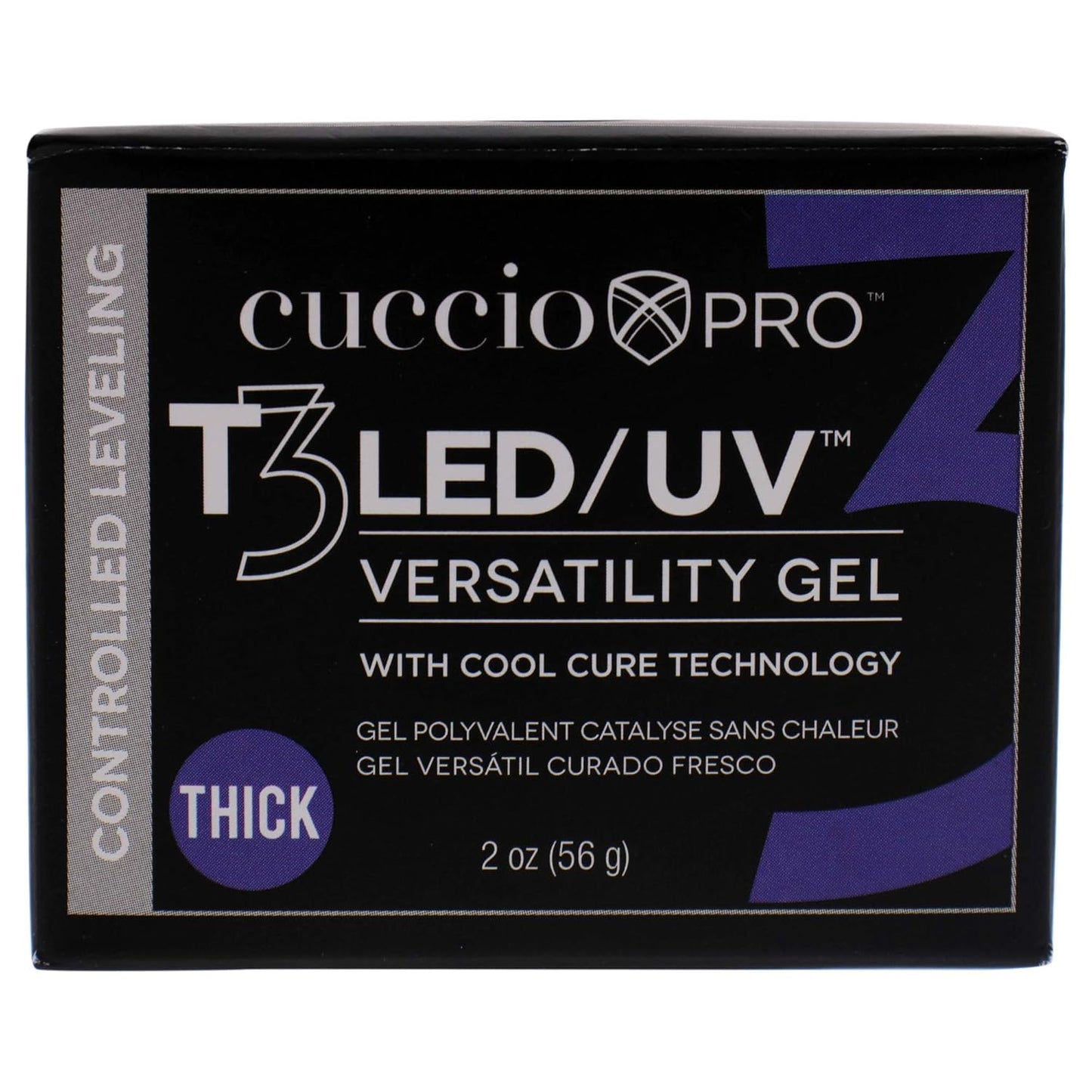 Cuccio Pro T3 LED/UV Cool Cure Nail Gel - Flexible, Strong Adhesion, Quick Cure - 2 Oz