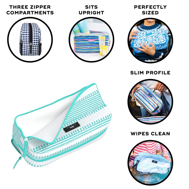SCOUT 3-Way Toiletry Bag - Travel Makeup Pouch for Women with Three Zipper Compartments - Stands Upright, Wipes Clean