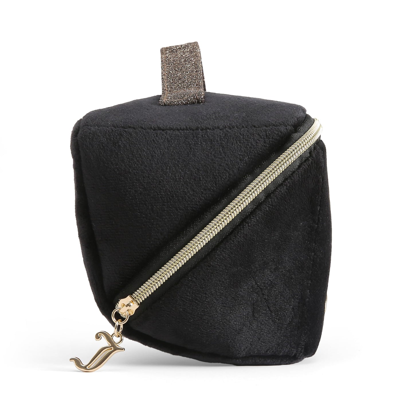 Juicy Couture Black Makeup Bag Cosmetics Organizer Travel Essentials Diagonal Loaf Velour Large Logo