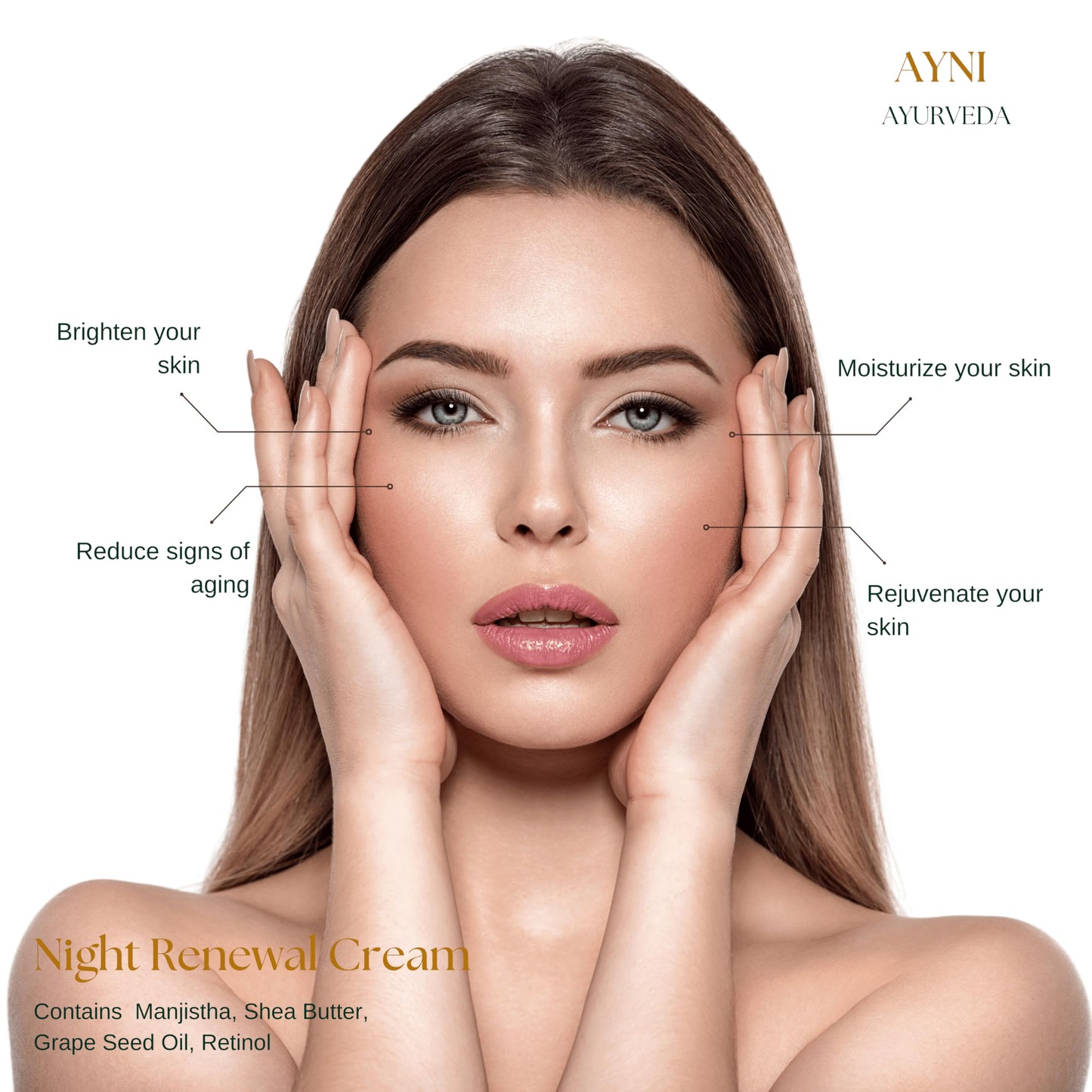 AYNI AYURVEDA Night Renewal Face Cream with Manjistha, Grape Seed Oil & Shea Butter,Anti-Aging, Hydrating, Improves Radiance, Helps Reduce Dark Spots – Natural Ayurvedic Blend (1.76 fl oz)