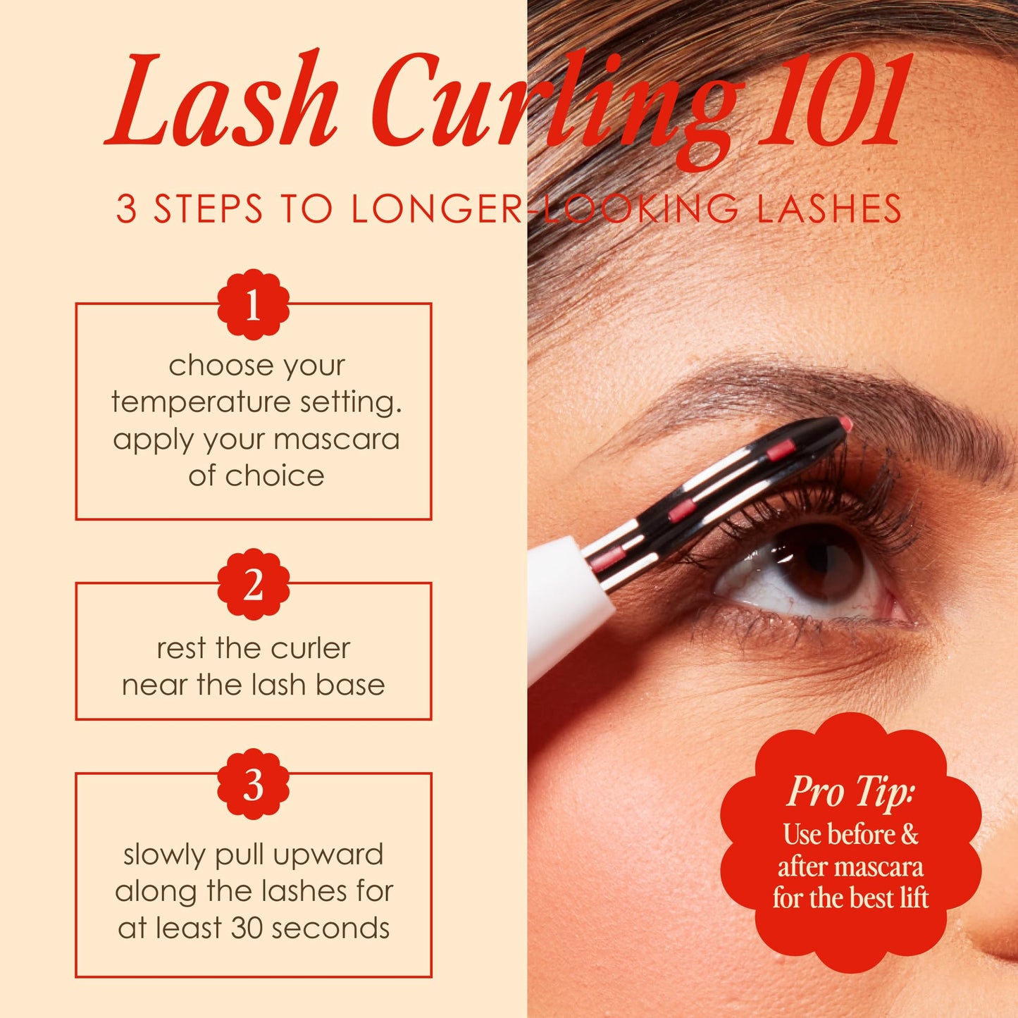 Grande Cosmetics LASH-LIFT Heated Lash Curler - Rechargeable, Travel-Friendly, with 2 Heat Settings - White