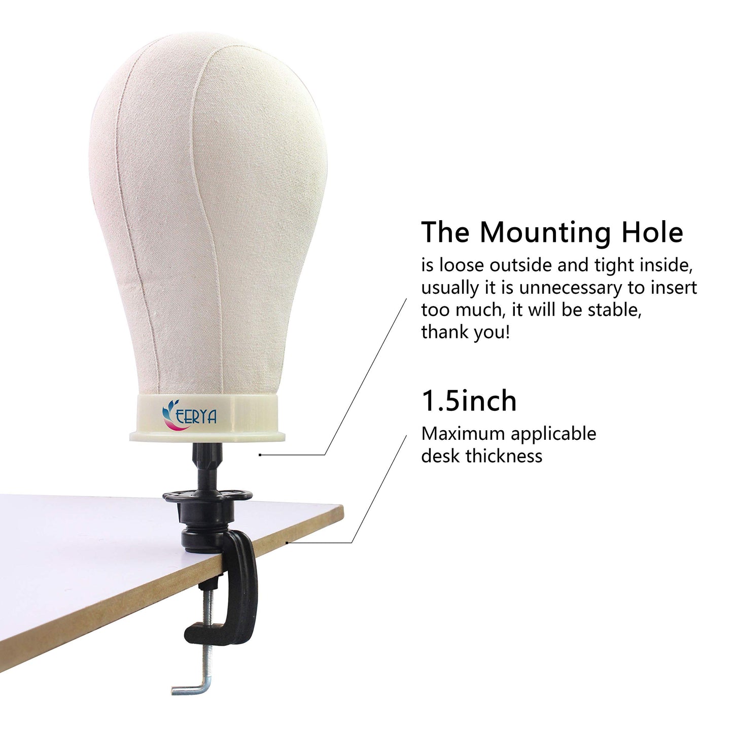 EERYA 21 Inch Wig Head Set for Wig Making Display Styling Poly Canvas Block Head with Mount Hole Mannequin Manikin Head Stand( 21 Inch)