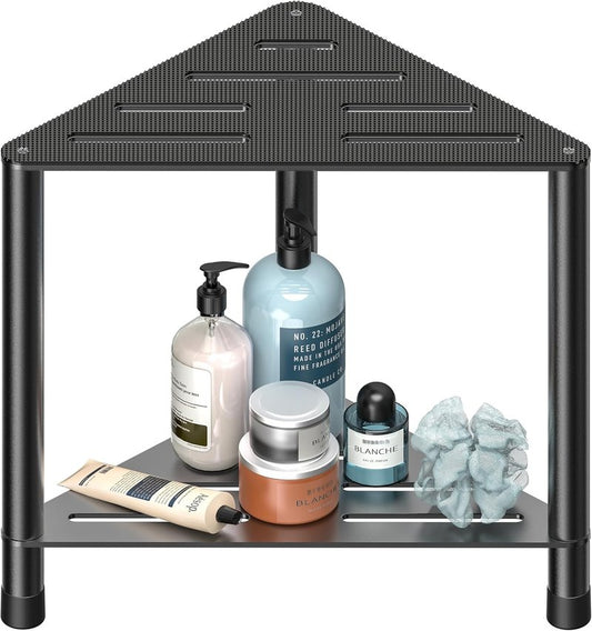 Stainless Steel Shower Stool - Large Corner Shower Bench with Storage Shelf | 15.4'' Height, Ideal for Shaving Legs
