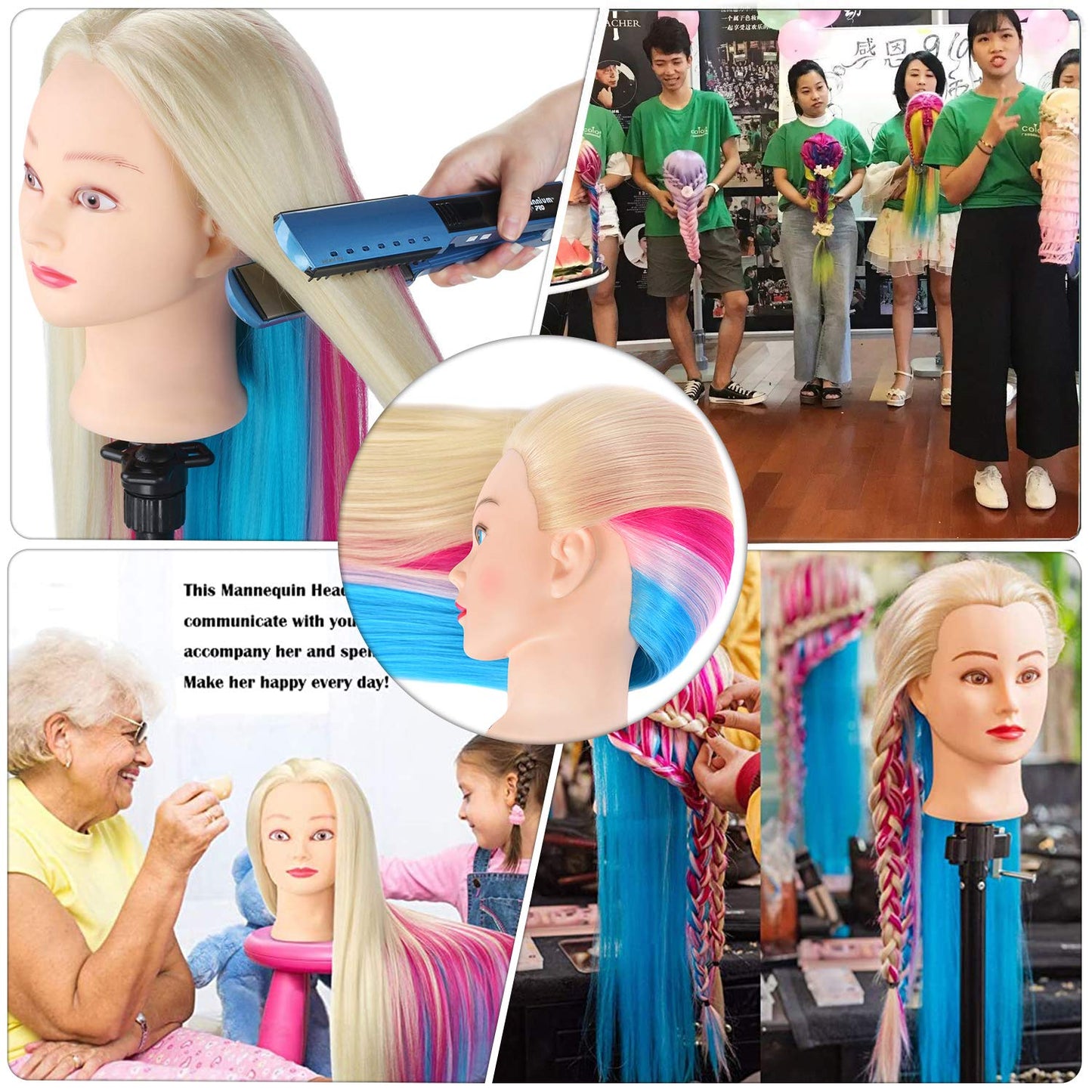 Morris 28 Inch Cosmetology Mannequin Head with Synthetic Hair Styling Head for Hairdresser Training Head Manikin Doll Head Long Hair Mannequin Head for Practice Braiding with Clamp (613)