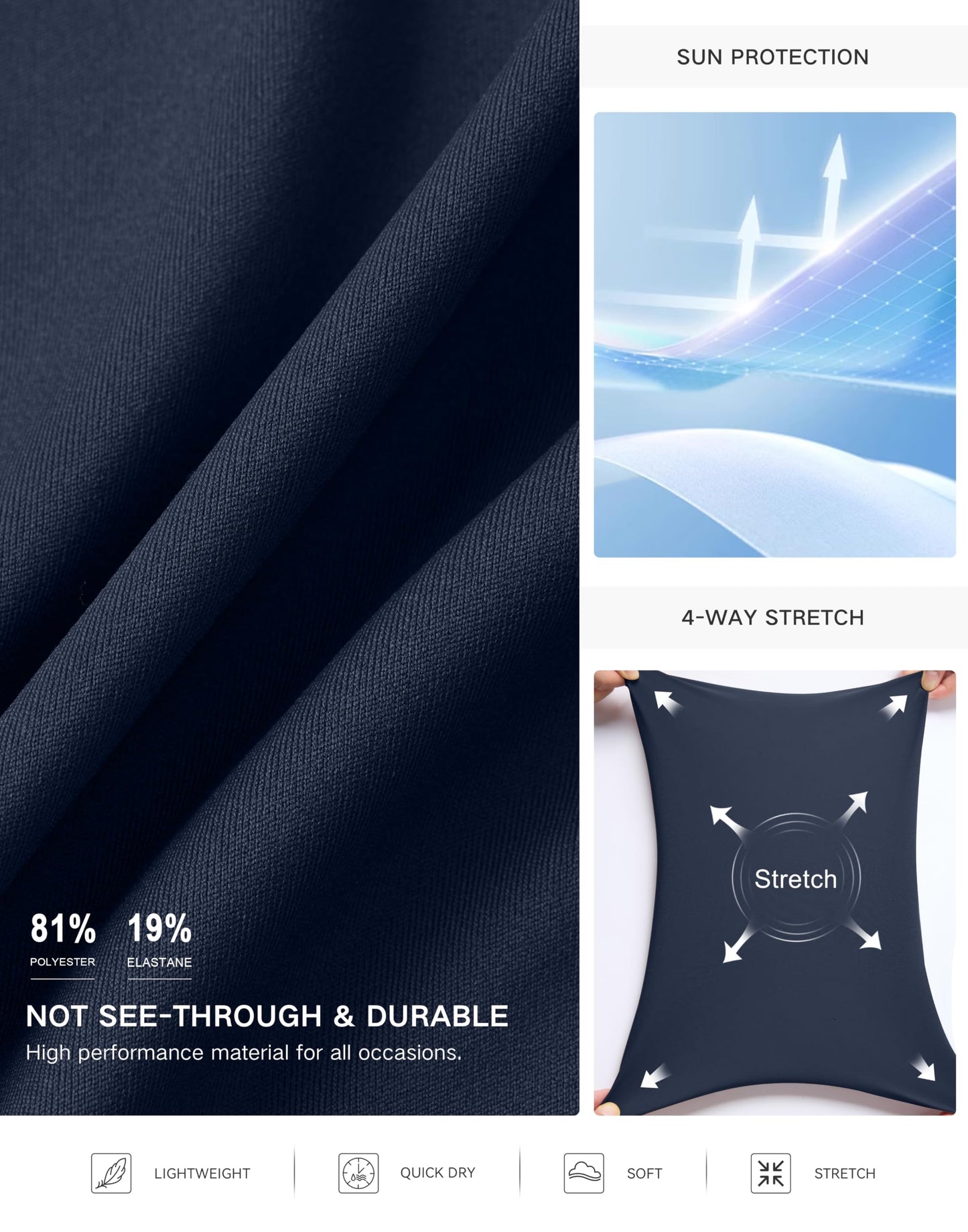 SANTINY 16" Golf Skorts Skirts for Women Zipper Pockets Women's High Waisted Tennis Skirt Athletic Skort (Navy_XL)