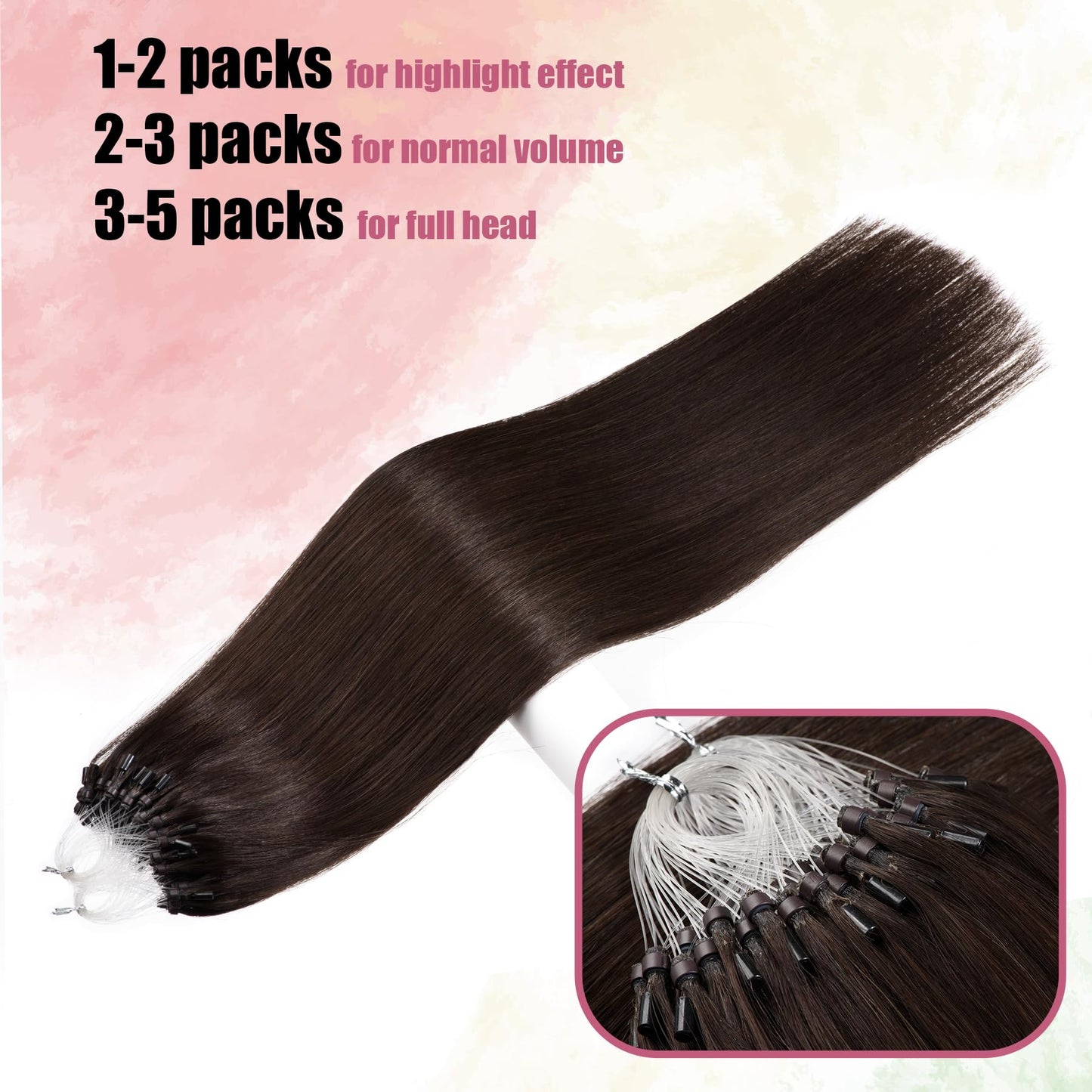 Kpvxxve Dark Brown Microlink Hair Extensions Real Human Hair Microlink Extensions #2 Micro Loop Human Hair Extensions 1g/strand 50g Micro Ring Hair 14"