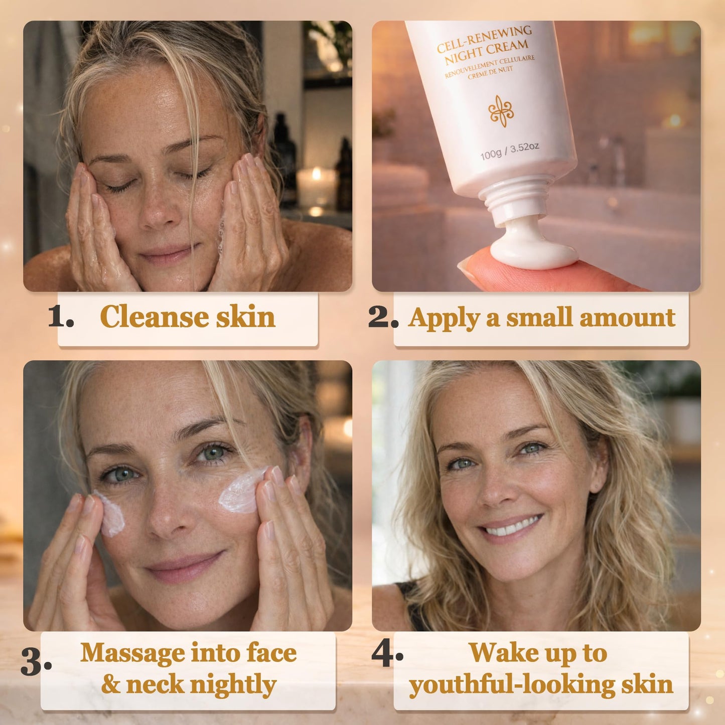 Vivo Per Lei Dead Sea Night Cream - Hydrating, Moisturizing - Anti Aging Face Moisturizer - Non Greasy - Wrinkle Cream for Women - Overnight Facial Cream with Shea Butter - 3.52 Oz - Pack of 3