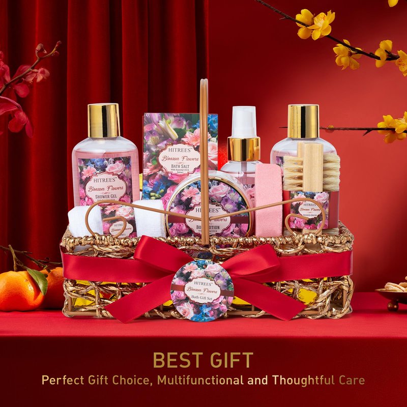Gifts For Women Gift Basket – 9 Piece Set of ROSE JASMINE Home Spa Set, Friendship Gifts, Shower Care Set - Bath Pampering Package, Bath Gift Set for Her, Mom, Mothers Day,Christmas Gift for Women
