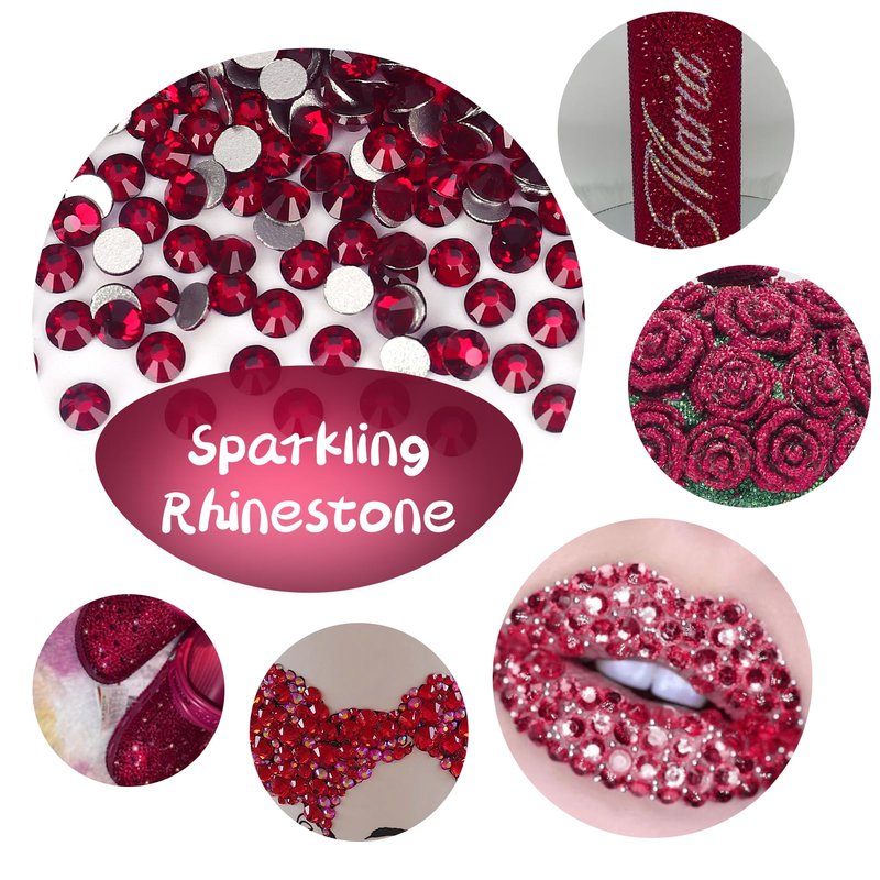 10000PCS Dark Red Rhinestones Bulk, Flat Back Crystal Glass Stone Round Gems,SS20, 4.6-4.8mm