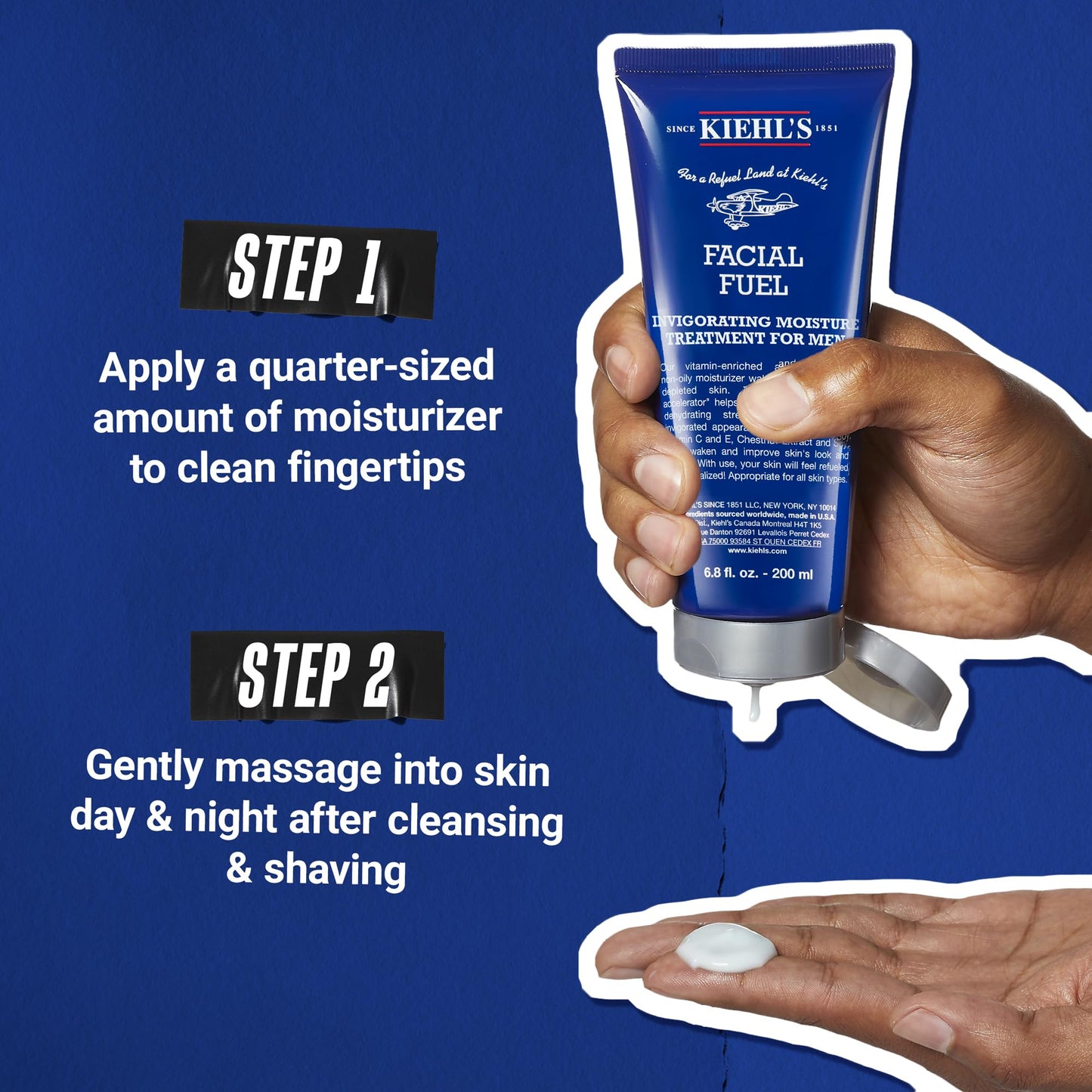 Kiehl's Facial Fuel Moisturizer, Men's Face Cream, with Vitamin C and Caffeine that Contain Antioxidants to Help Energize and Reduce Dullness, Non-Greasy, Paraben, and Sulfate Free - 2.5 fl oz