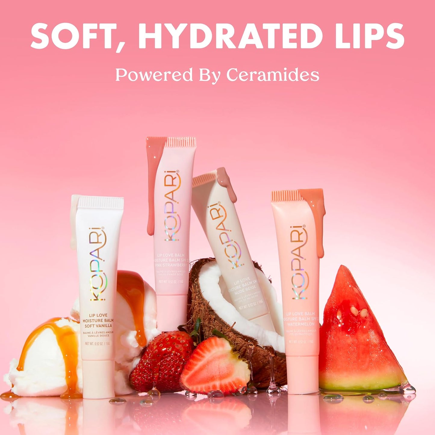 Kopari Lip Love Moisture Balm - Tinted Lip Sunscreen SPF 30 | Hydrating Nude Beige, 0.35 oz